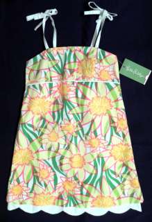 Lilly Pulitzer NWT $68 Girls Daffodil Print Scallop Hem Sun Dress Size 