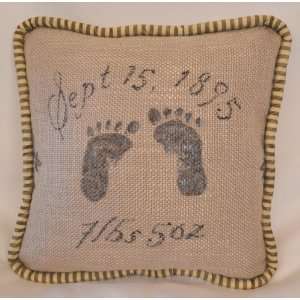  French Farmhouse Foot Prints Linen Pillow