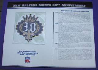 New Orleans Saints 30th Anniversary Patch Willabee Ward  