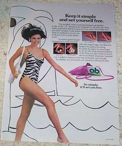 1986 OB feminine hygiene Tampons CUTE Girl swimsuit AD  