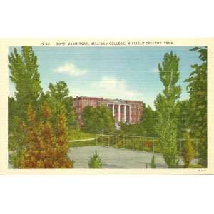 1940s Vintage Postcard Boys Dormitory   Milligan College   Tennessee