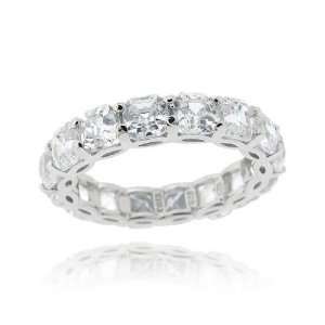  Sterling Silver Asscher Cut CZ Eternity Wedding Band Ring 