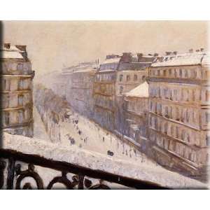 Boulevard Haussmann, Snow 16x13 Streched Canvas Art by 