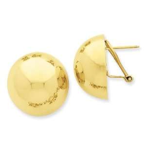 Half Ball Omega Back Post Earrings in 14k Yellow Gold