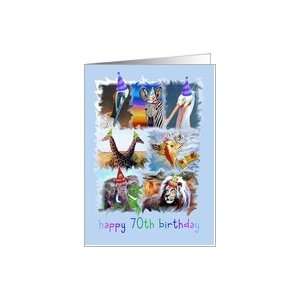  Colorful 70th Birthday Zoo Animals Card Toys & Games