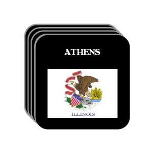 US State Flag   ATHENS, Illinois (IL) Set of 4 Mini Mousepad Coasters