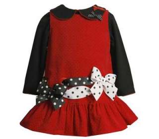   Girls Corduroy Christmas Holiday Jumper Dress 2 Pc Set 12M New  