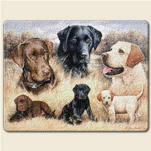  Yellow CHOCOLATE Lab DOG large 15 inch TEMPERED GLASS CUTTING BOARD 