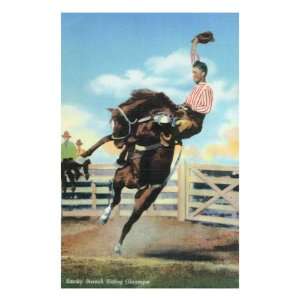 Western Americana   Rodeo Scenes, Smoky Branch Riding a Bucking 