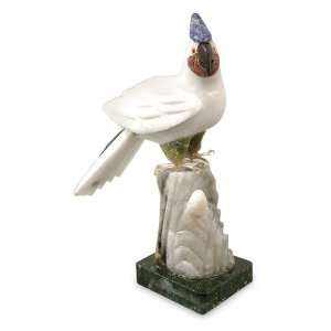    Onyx and aragonite statuette, Attentive Cockatoo