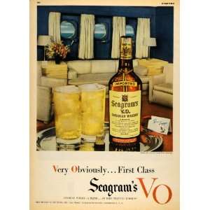  1949 Ad Seagrams VO Canadian Whisky Ship Cruise Platter 