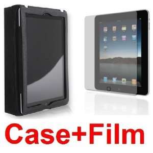  BLACK LEATHER CASE FOR IPAD 2+ SCREEN PROTECTOR FOR IPAD 2 
