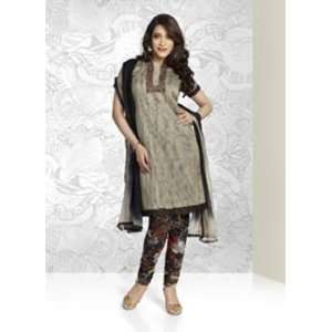 Women Attractive Black Cotton Designer Churidar Kameez