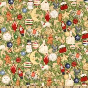   Holiday Home Ornaments Cream Fabric By The Yard Arts, Crafts & Sewing