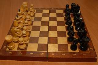   RUSSIAN 30x30 WOODEN CHESS SET COMPLETE with BOARD VINTAGE ANTIQUE