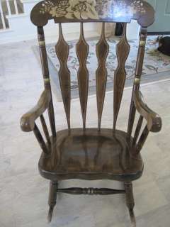Antique Style Rocking Chair Rocker Distressed Pine Stenciled Decorated 