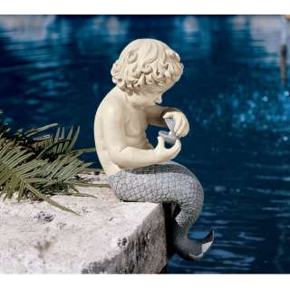 Treasured Pearl Young Male Mermaid Merman Statue Yard Garden Pond 