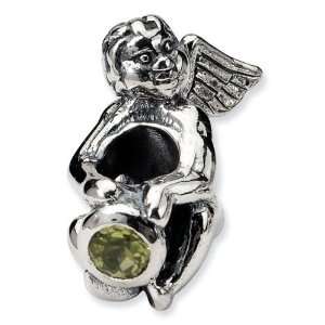    925 Sterling Silver August CZ Birthstone Angel Bead Jewelry