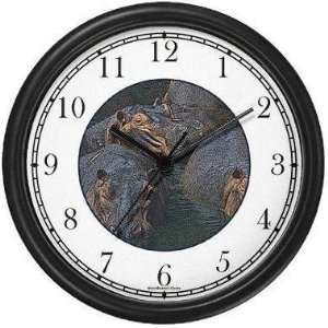  Hippopotamus   Hippos Bathing (JP6) Wall Clock by 