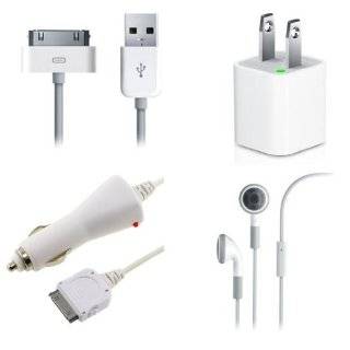  Quality USB Cable + Wall + Car Charger + Hands Free for Apple iPod 