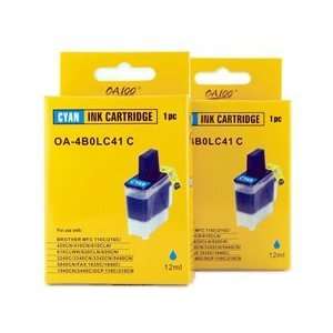  Compatible Brother LC41C Combo 2 Pack 2 Cyan Ink 