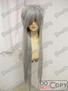 KUROSHITSUJI UNDERTAKER 40 100cm LONG SILVER GREY cosplay wig BLACK 