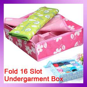 Fold 16 Cell Slot Undergarment Ties Underwear Sock Storage Organizer 