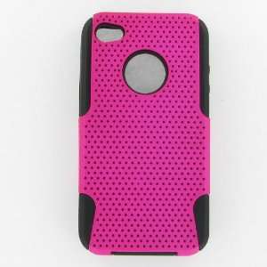   iPhone 4/CDMA/4S Hybrid Case Black TPU + Hot Pink Net