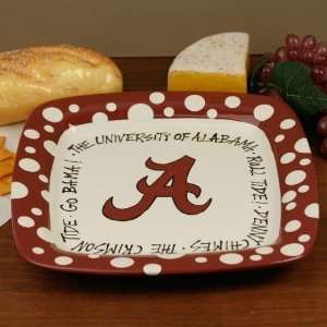  Alabama Crimson Tide Square Plate with Polka Dot Trim 