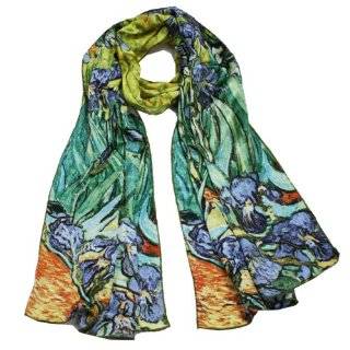   Charmeuse Silk Van Goghs Irises Long Scarf Shawl by Dahlia