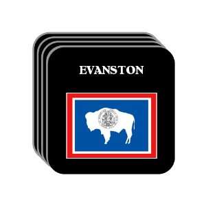 US State Flag   EVANSTON, Wyoming (WY) Set of 4 Mini Mousepad Coasters