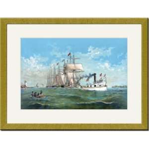  Gold Framed/Matted Print 17x23, Addison Shipwrights 