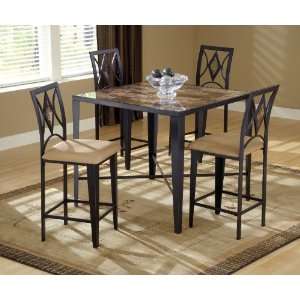   Marble Pub Table Set with 4 Diamond Back Bar Stools