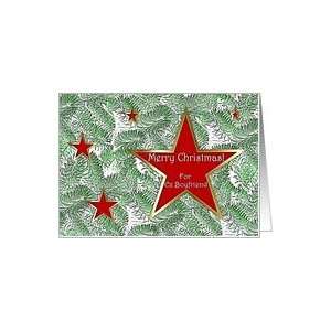  Christmas for Ex Boyfriend, Five Red Stars and Spruce Card 
