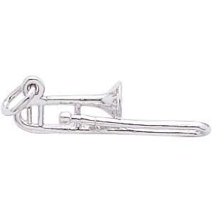  Rembrandt Charms Trombone Charm, 14K White Gold Jewelry