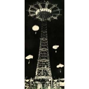  1939 Print New York Worlds Fair Parachute Jump Tower 