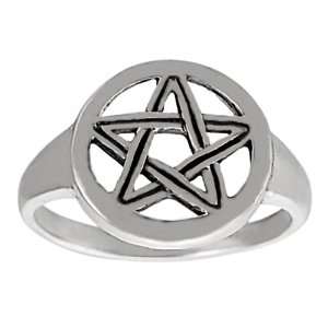  [AZ] Sterling Silver Womens Pentagram Ring Jewelry