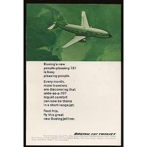  1968 Boeing 737 Twinjet Jet Print Ad (8595)