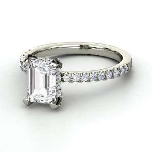  Reese Ring, Emerald Cut White Sapphire Sterling Silver 