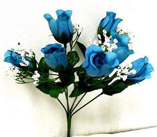 84 TURQUOISE BLUE Silk Rose Bud Wedding Bouquet Flowers  