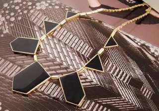 KIM KARDASHIAN in Style Harlow Black Necklace Gold Plated US Seller 