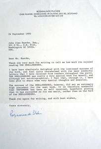 Rosamunde Pilcher Author rare typed and signed letter  