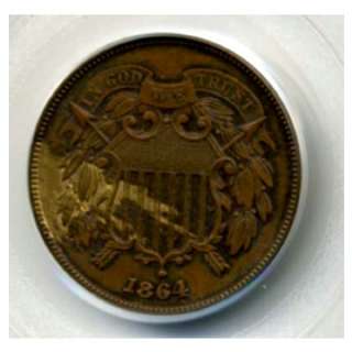 Two Cents 1864,Large Motto.GradeMS 63 BN.CertifiedPCGS.