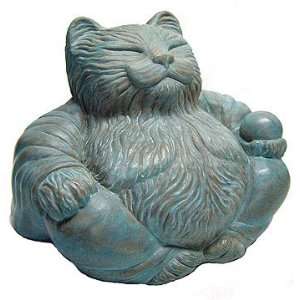 Big BLUE Lucky Fat CAT Buddha Sculpture 