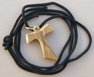 Small Olive Wood Franciscan Cross Necklace  