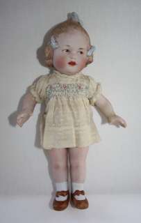 ANTIQUE~RARE 9 GEBRUDER HEUBACH ALL BISQUE~GIRL WITH 3 BOWS~ COQUETTE 