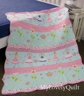 Dancing Fairies Quilted Baby Cot Crib Quilt Throw   NEW  