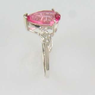 12X8 PEAR PURE PINK TOPAZ RING .925 SILVER SIZE 7 FREE USA SHIPPING 