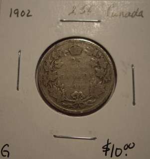 Canada Edward VII 1902 Silver Twenty Five Cents   G  