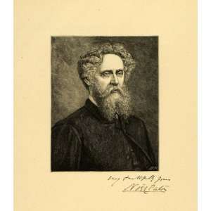  1887 Wood Engraving Joseph Noel Paton Portrait Scottish 